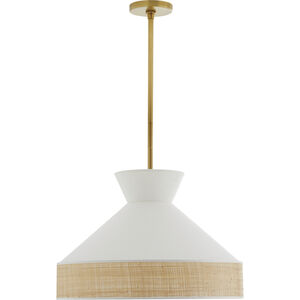 Malena 1 Light 21 inch White and Antique Brass Pendant Ceiling Light