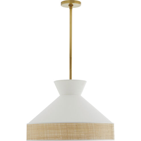 Malena 1 Light 20.5 inch White and Antique Brass Pendant Ceiling Light