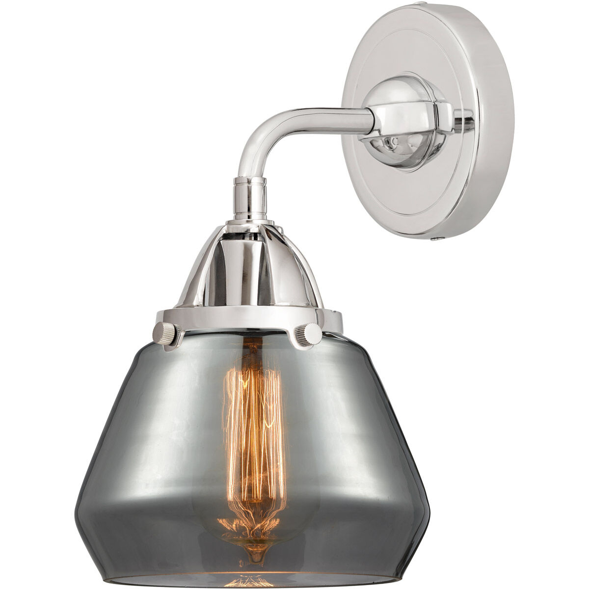 Nouveau 2 Fulton 1 Light 7 inch Polished Chrome Sconce Wall Light in Plated Smoke Glass