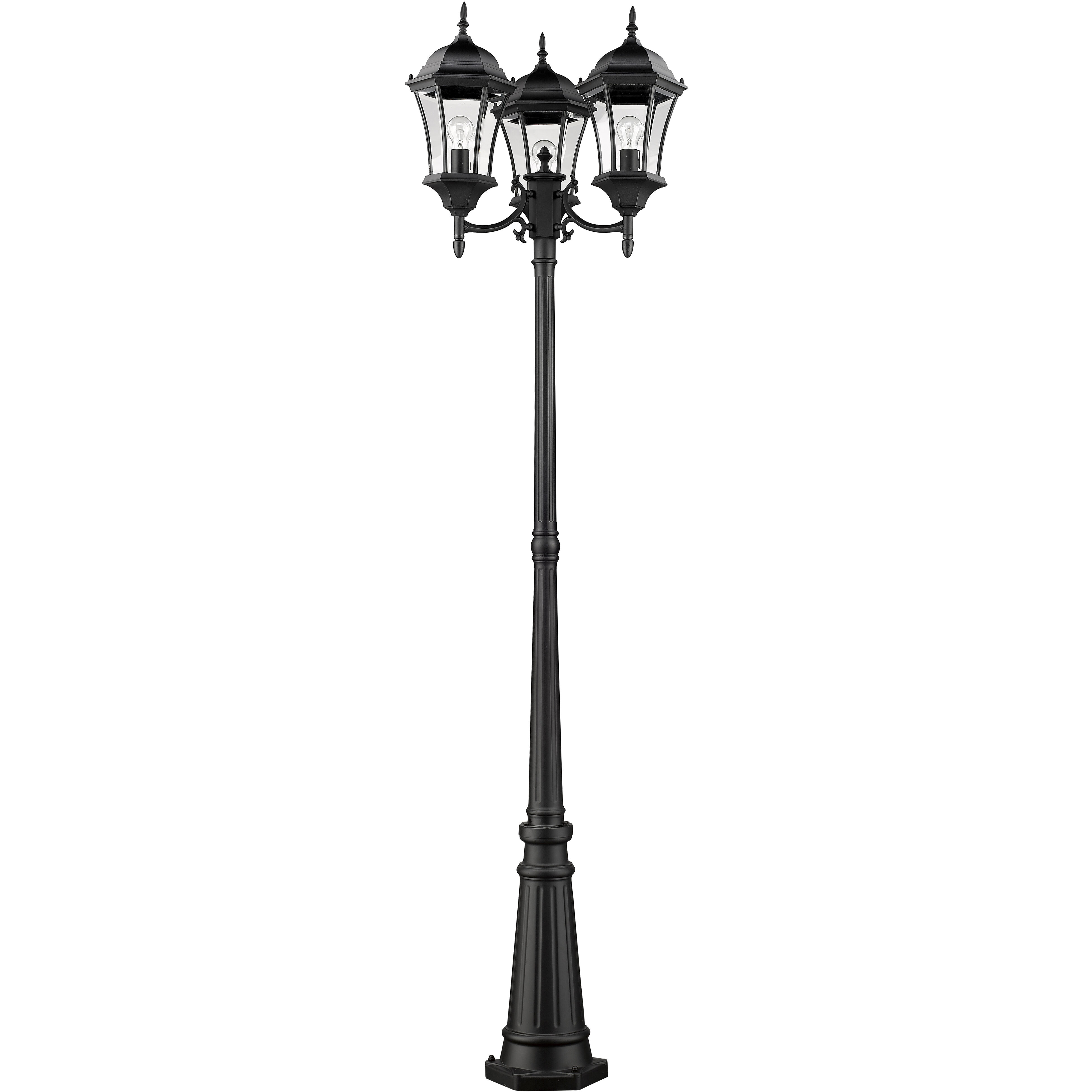Wakefield 3 Light 90 inch Black Outdoor Post Mounted Fixture