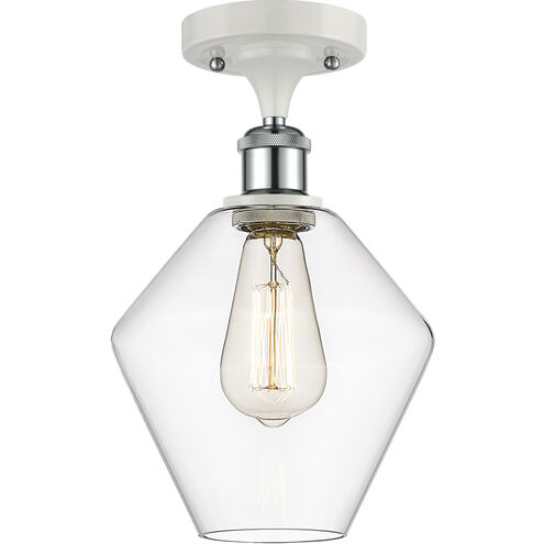 Ballston Cindyrella LED 8 inch White and Polished Chrome Semi-Flush Mount Ceiling Light in Clear Glass