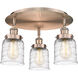 Bell 3 Light 16.75 inch Antique Copper Flush Mount Ceiling Light in Clear Deco Swirl