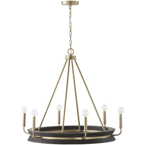 Finn 6 Light 31 inch Black Stain and Matte Brass Chandelier Ceiling Light