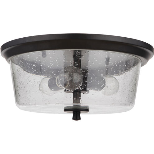Neighborhood Tyler 3 Light 15 inch Flat Black Flushmount Ceiling Light in Clear Seeded, Neighborhood Collection