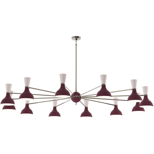 Clare LED 76 inch Polished Nickel Chandelier Ceiling Light in Sugar Plum and Rose Water