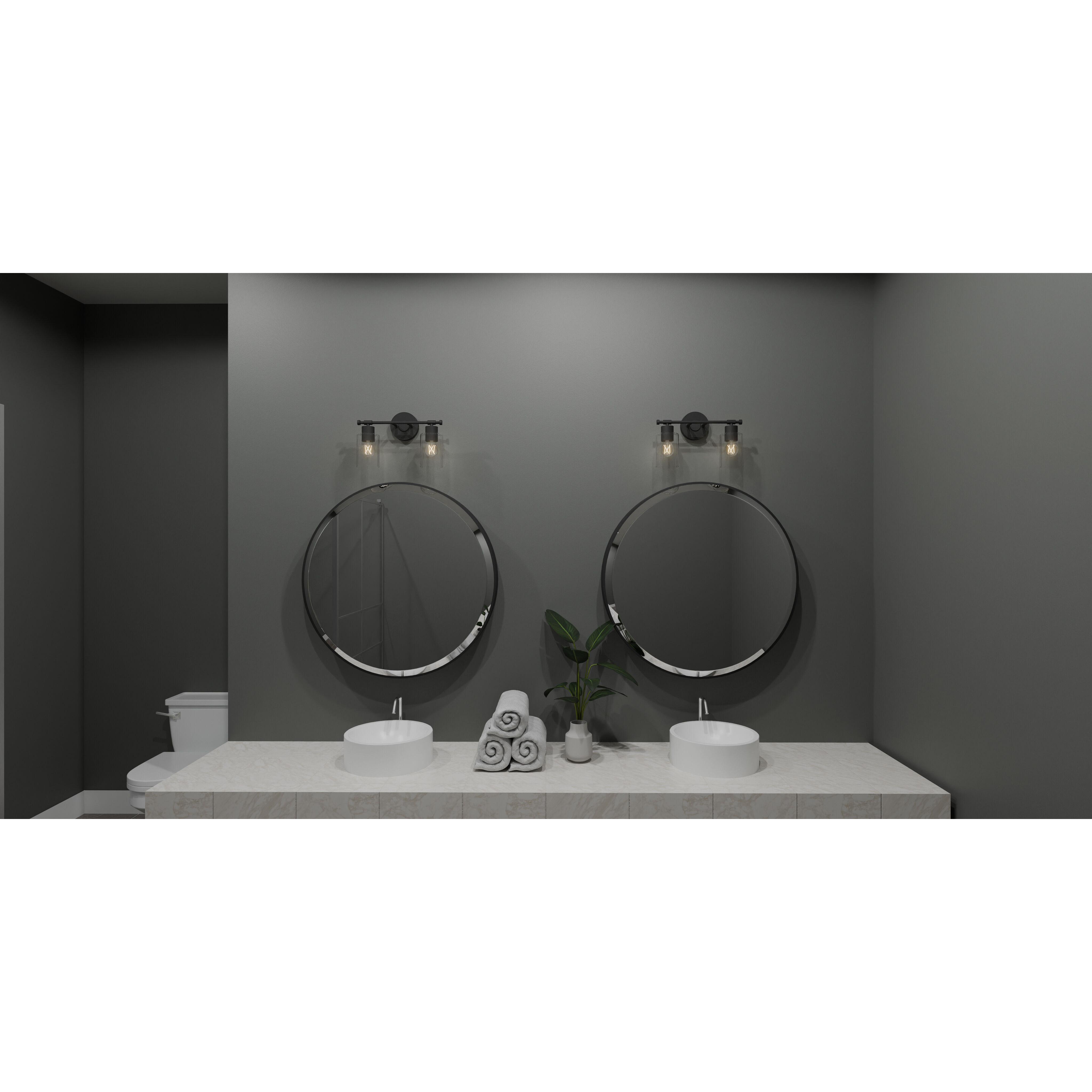 Caputo 2 Light 15 inch Matte Black Bath Light Wall Light, Medium