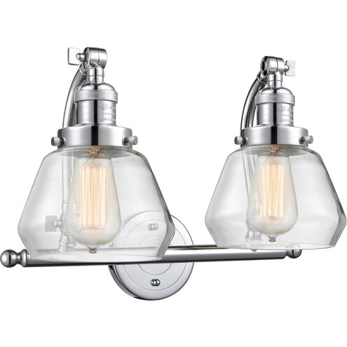 Franklin Restoration Fulton 2 Light 18 inch Polished Chrome Bath Vanity Light Wall Light in Clear Glass, Franklin Restoration