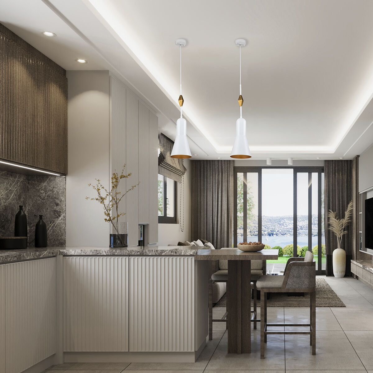 Etoile 1 Light 7 inch White Pendant Ceiling Light