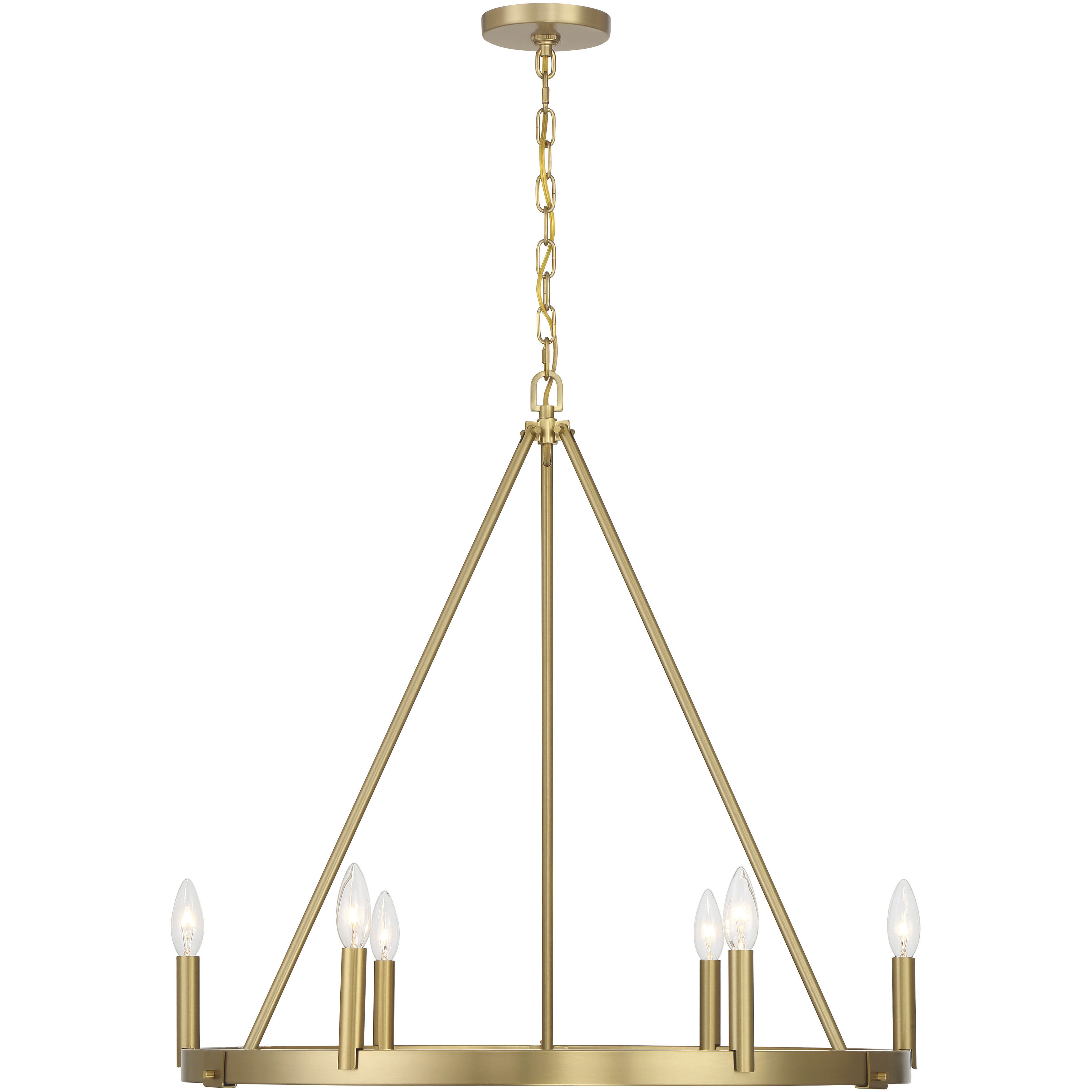Dutton 6 Light 27.75 inch Signature Brass Chandelier Ceiling Light