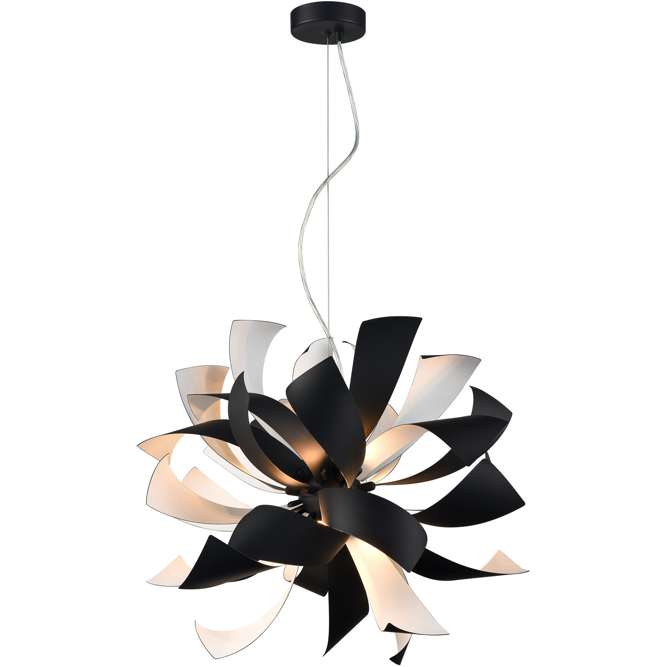 Blossom 9 Light 24 inch Matte Black with Matte White Chandelier Ceiling Light