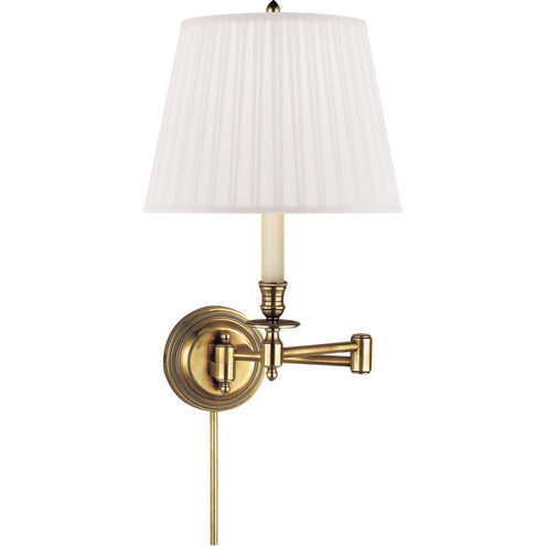 Candle Stick 19 inch 60.00 watt Hand-Rubbed Antique Brass Swing Arm Wall Light in Silk