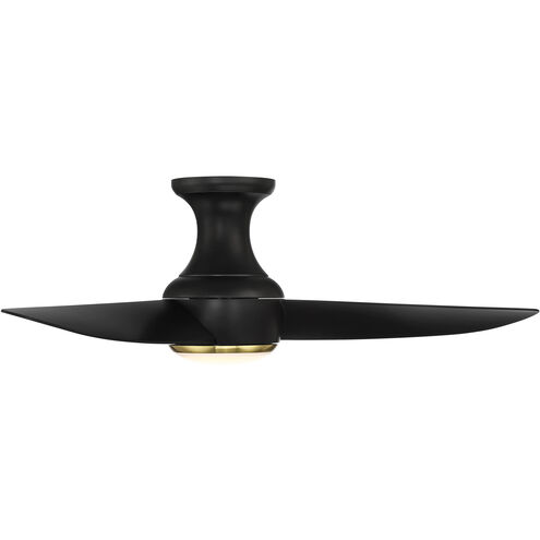 Corona 44 inch Soft Brass Matte Black with Matte Black Blades Flush Mount Ceiling Fan in 2700K, Soft Brass and Matte Black