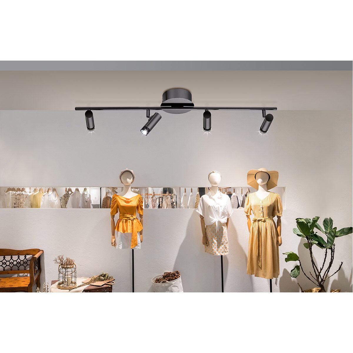 Lianello 4 Light 120 Black Chrome Wall Track Light Ceiling Light