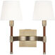 Katie 2 Light Time Worn Brass / Saddle Leather Wall Sconce Wall Light