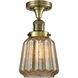 Franklin Restoration Chatham 1 Light 6 inch Antique Brass Semi-Flush Mount Ceiling Light in Incandescent, Mercury Glass, Franklin Restoration