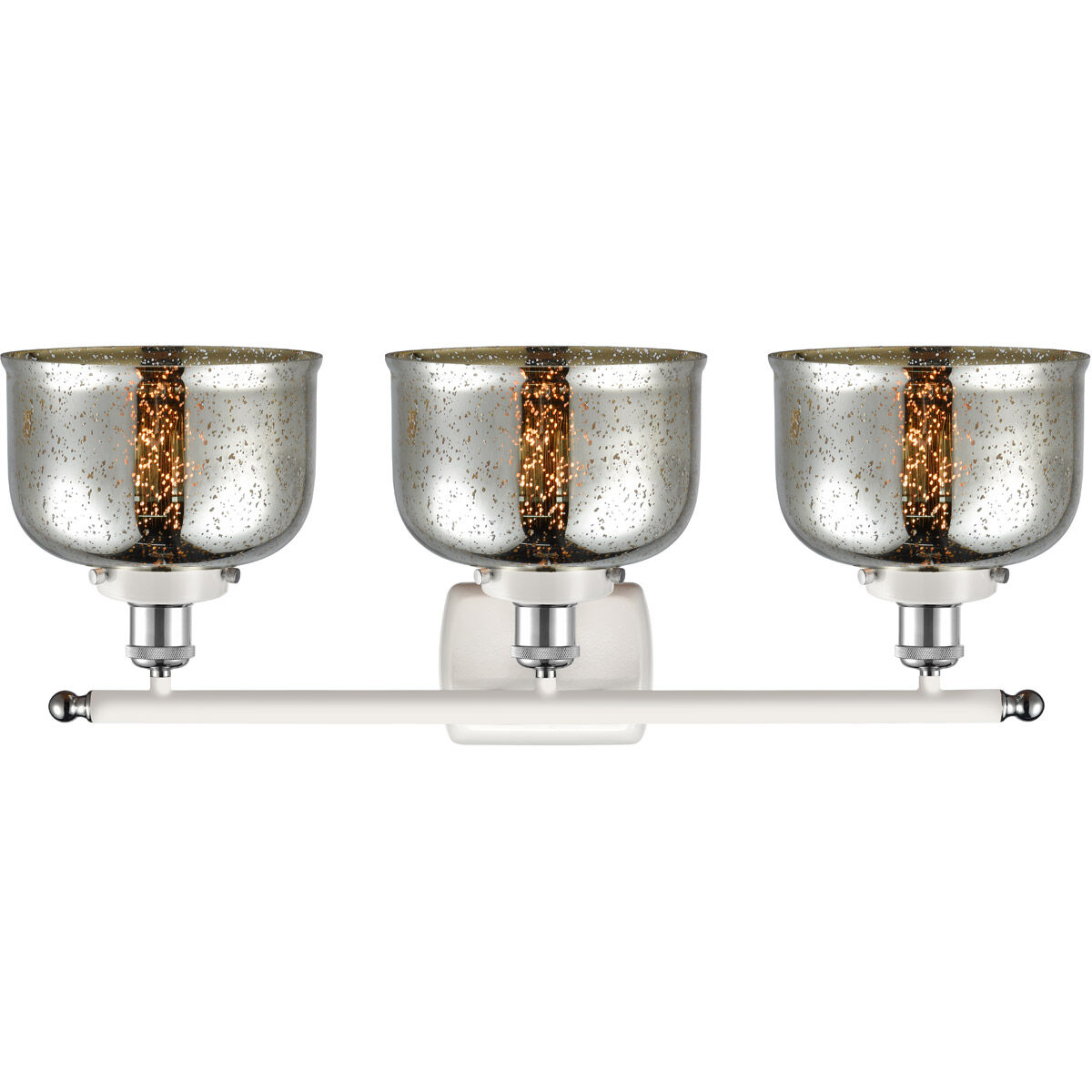 Ballston Bell 3 Light 26 inch White and Polished Chrome Bath Vanity Light Wall Light