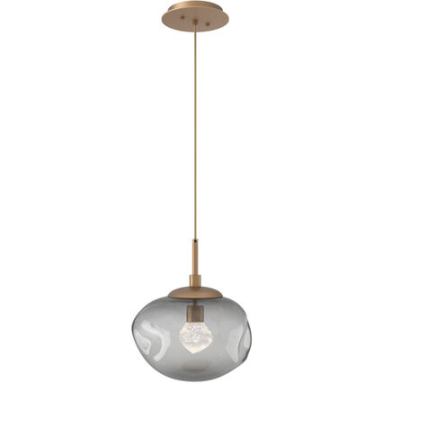 Nova LED LED 10 inch Novel Brass Pendant Ceiling Light in 3000K LED, Zircon Inner - Smoke Outer
