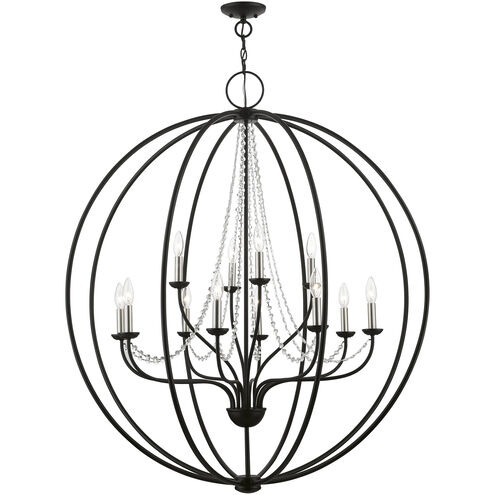 Arabella 12 Light 40 inch Black with Brushed Nickel Finish Candles Grande Foyer Chandelier Ceiling Light