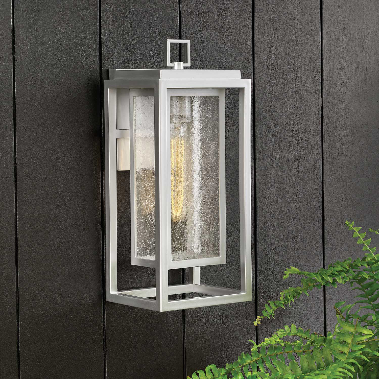 Coastal Elements Republic Outdoor Wall Mount Lantern in Satin Nickel, Non-LED, Estate Series