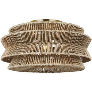 Chapman & Myers Antigua LED 30 inch Antique-Burnished Brass and Natural Abaca Semi-Flush Mount Ceiling Light, Grande