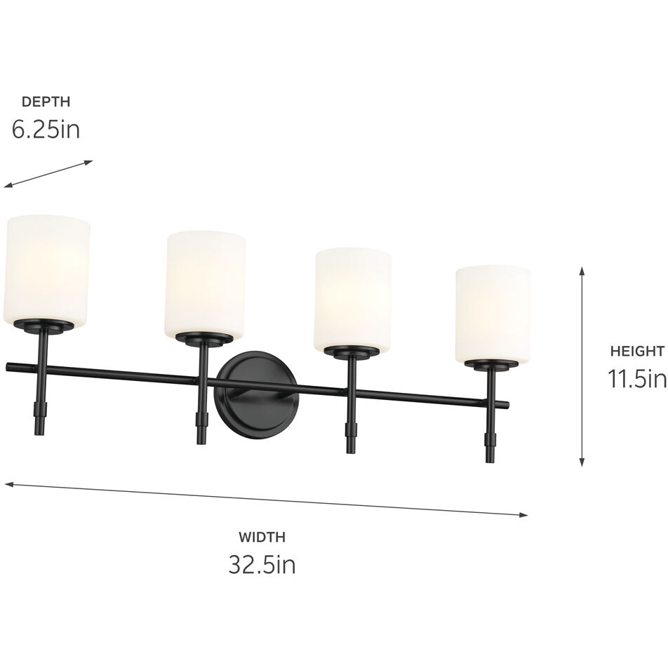 Ali 4 Light 32.5 inch Black Bath Vanity Light Wall Light