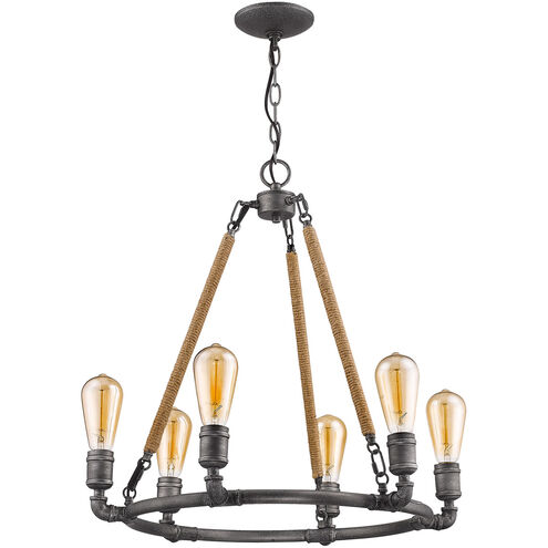 Grayson 6 Light 28 inch Antique Gray Chandelier Ceiling Light