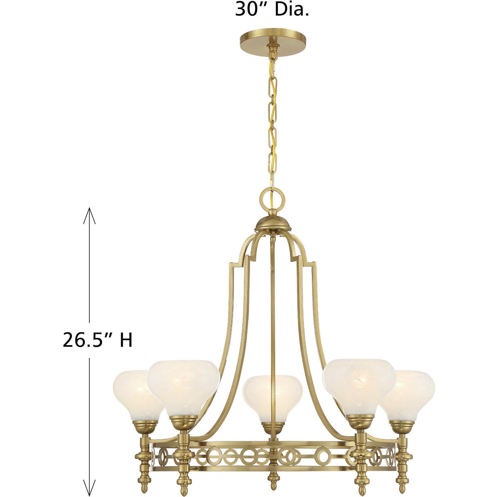 Allston 5 Light 30 inch Warm Brass Chandelier Ceiling Light