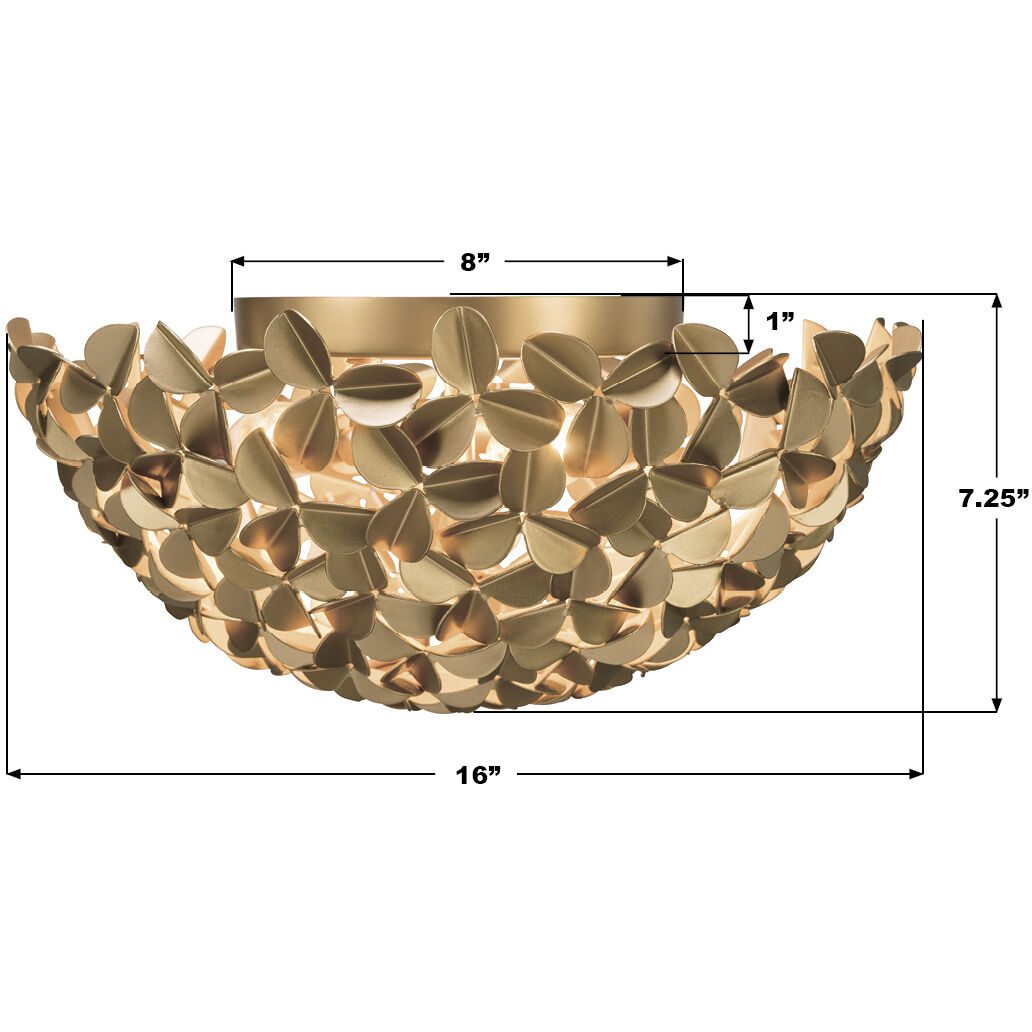 Cora 3 Light 16 inch Soft Gold Flush Ceiling Light
