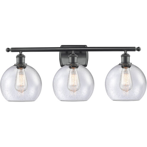 Ballston Athens 3 Light 26 inch Matte Black Bath Vanity Light Wall Light in Seedy Glass, Ballston