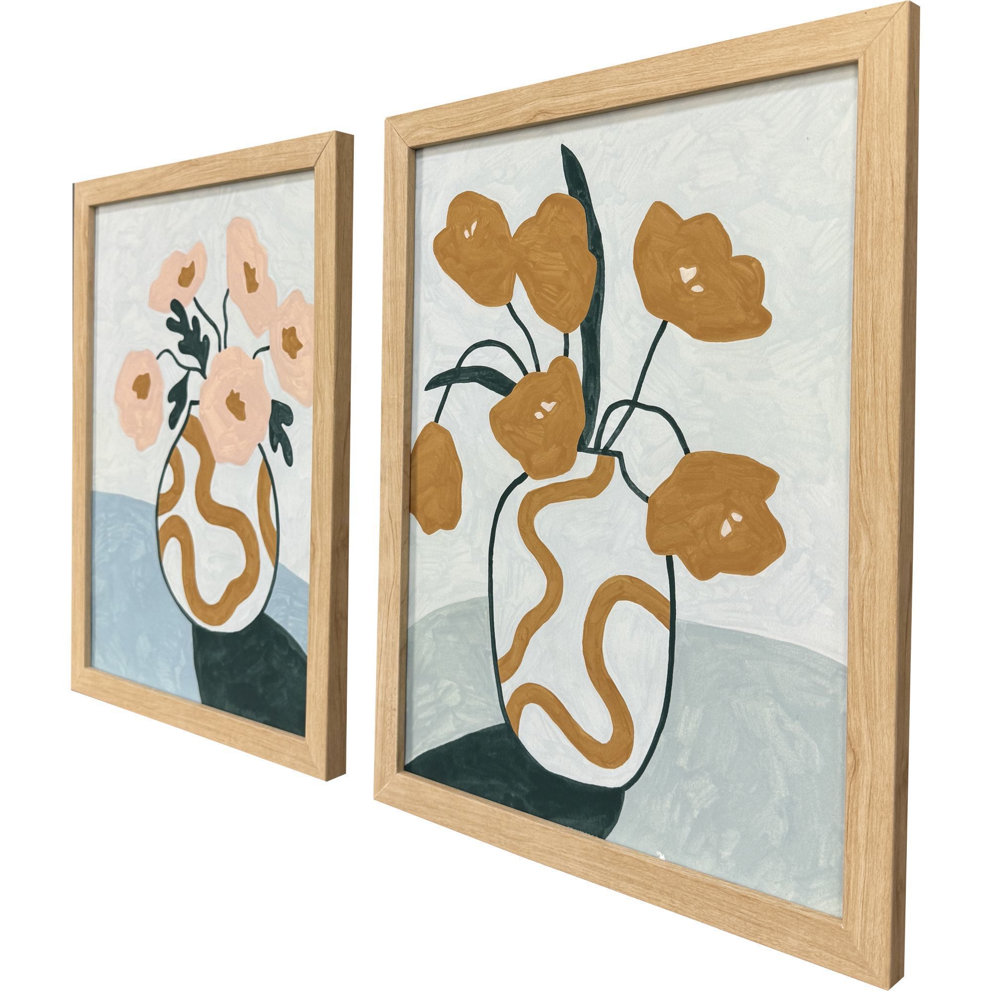 Whimsical Bloom Whimsical Dream Whimsical Oasis Pink and Green and Blue and Teal Framed Art, Propac