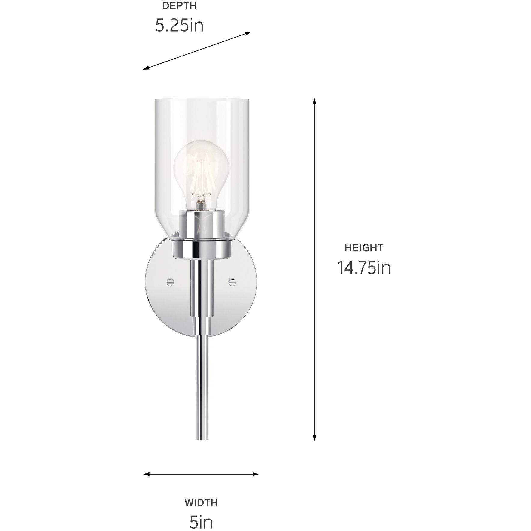 Madden 1 Light 5 inch Chrome Wall Sconce Wall Light