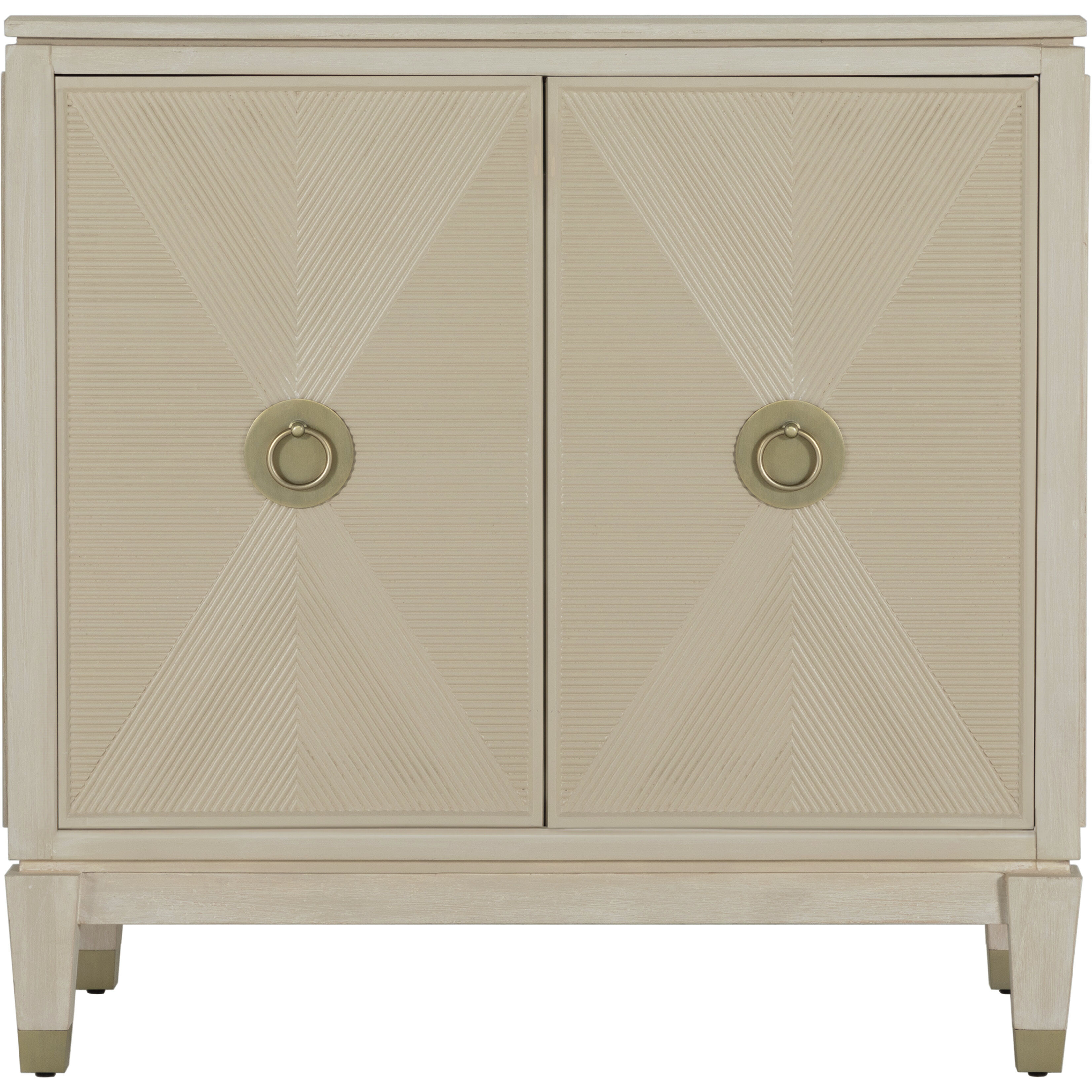 Strella Stainless Champagne / Cerused White Cabinet