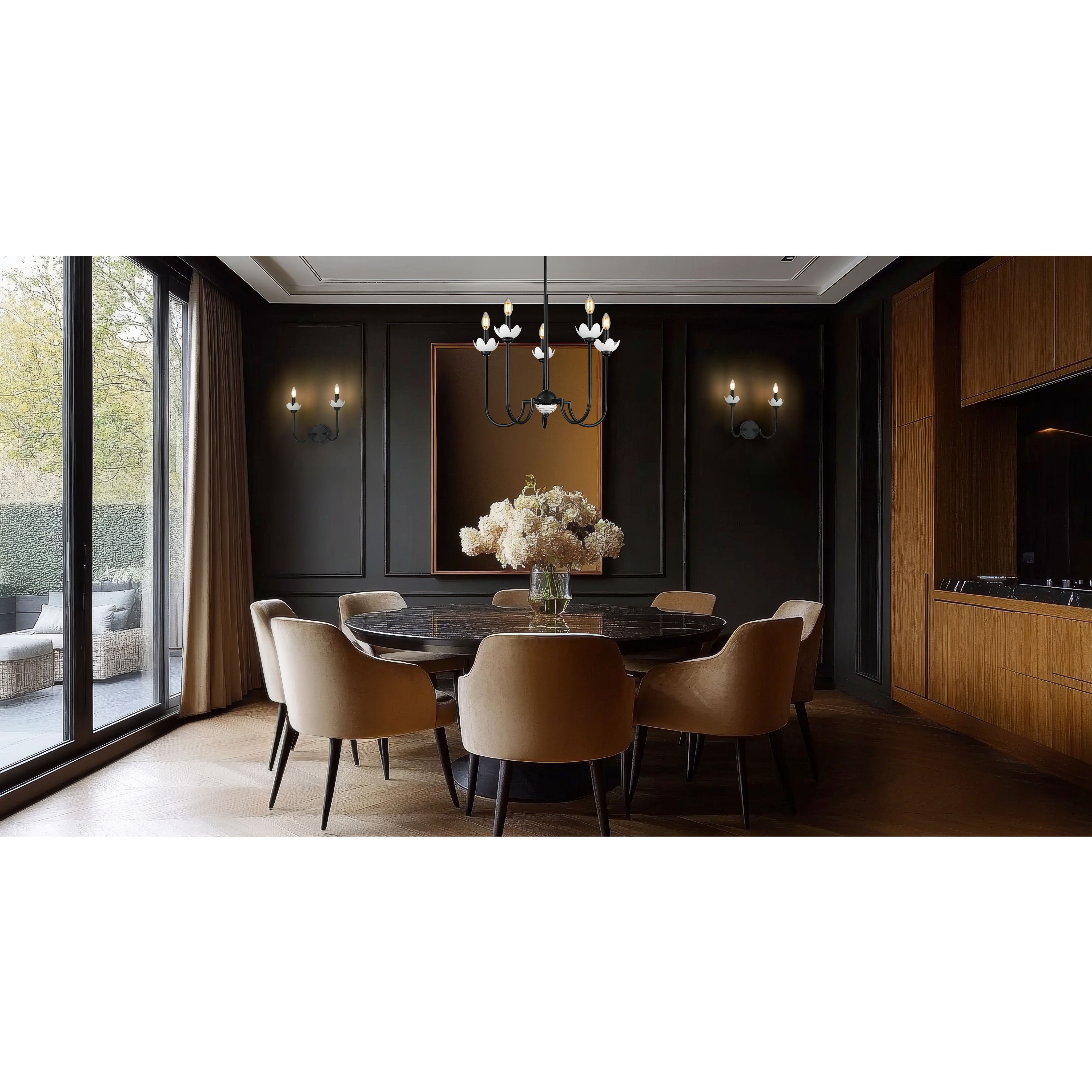 Allistair 5 Light 24 inch Matte Black Chandelier Ceiling Light