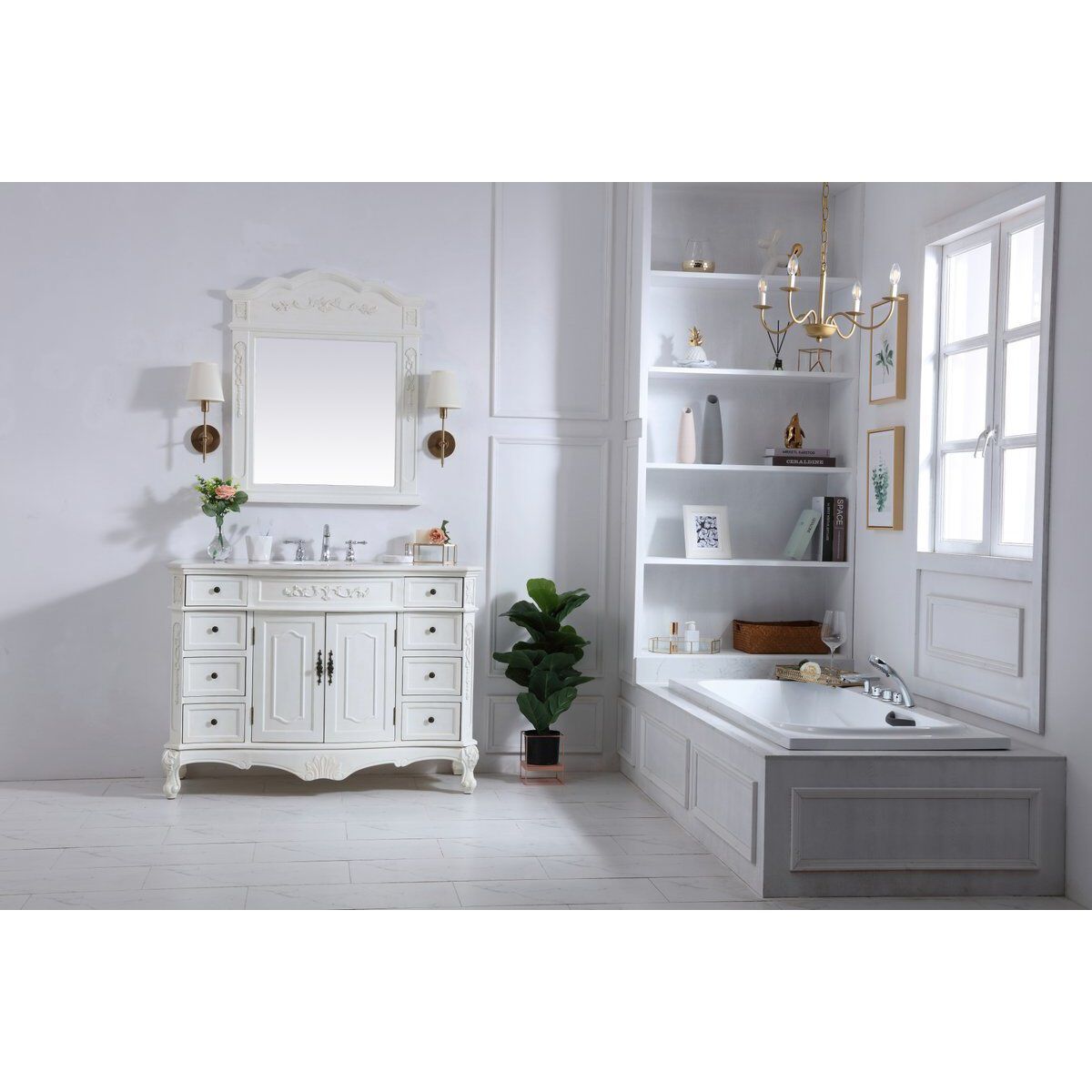Danville 48 X 21 X 36 inch Antique White Vanity Sink Set