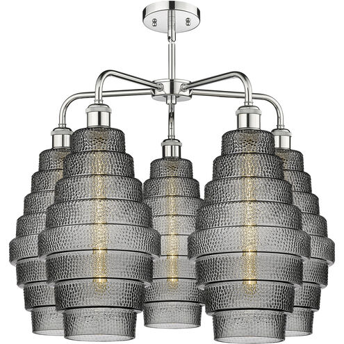 Cascade 5 Light 26 inch Polished Chrome and Smoked Chandelier Ceiling Light