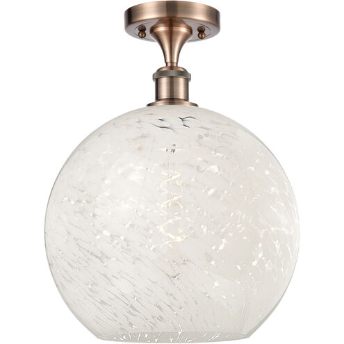 Ballston White Mouchette 1 Light 12 inch Antique Copper Semi-Flush Mount Ceiling Light