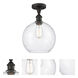 Ballston Large Athens 1 Light 10 inch Oil Rubbed Bronze Semi-Flush Mount Ceiling Light in Seedy Glass, Ballston