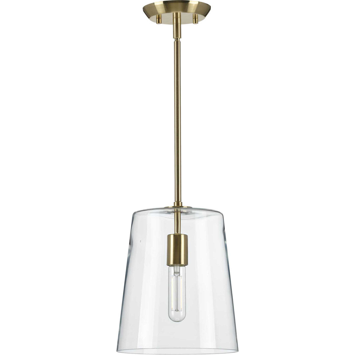 Clarion 1 Light Satin Brass Pendant Ceiling Light, Small