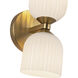 Alora Mood Nelly 2 Light 4 inch Brushed Gold Bath Vanity Light Wall Light in Glossy Opal Ribbed Glass Shade