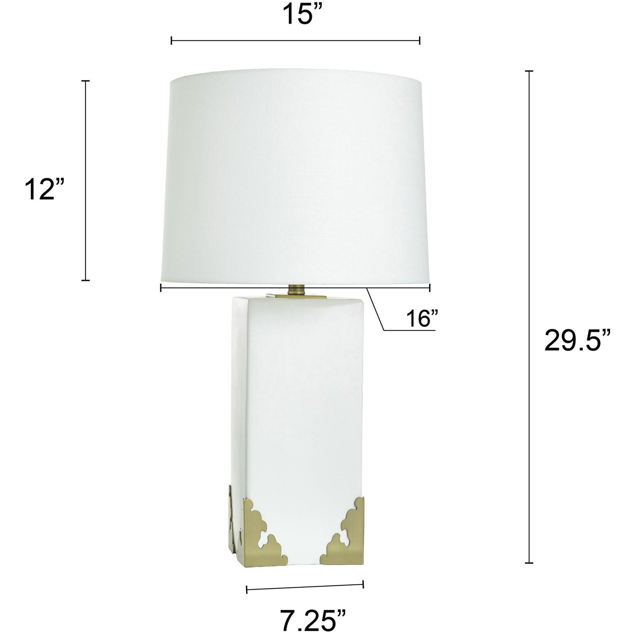 Caspian 30 inch 150 watt Polished Brass and White Table Lamp Portable Light