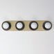 Hollywood 4 Light 26.5 inch Black and Natural Aged Brass Bath Vanity Wall Light in Bulb Not Included, Black with Natural Aged Brass