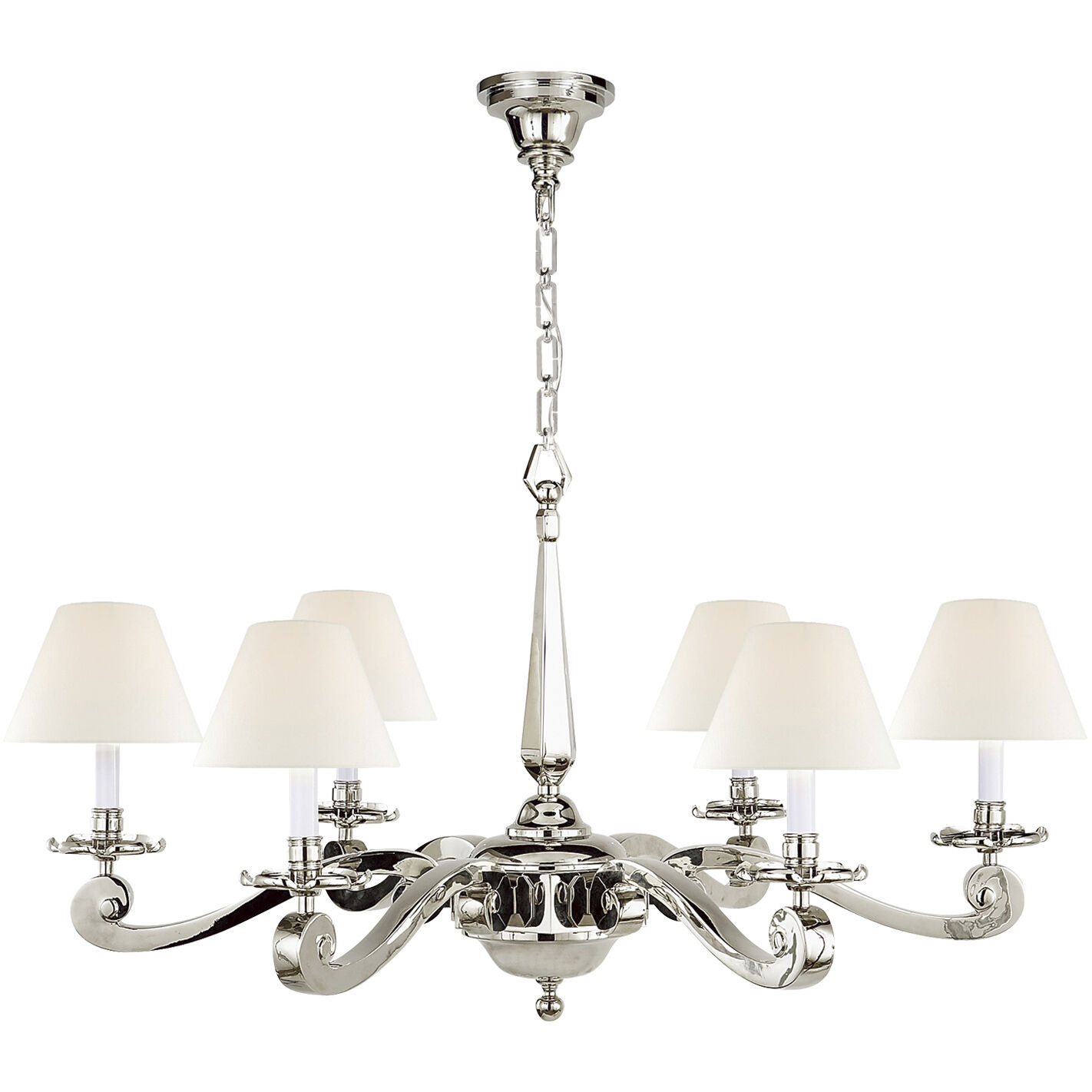 Alexa Hampton Myrna Chandelier 6 Light 33 inch Polished Nickel Chandelier Ceiling Light in Linen