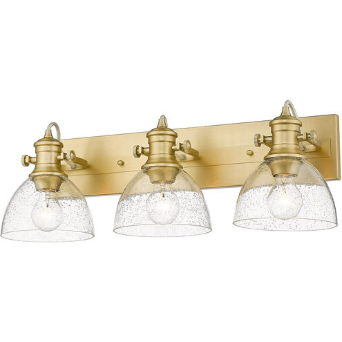 Hines 3 Light 25 inch Brushed Champagne Bronze Bath Vanity Wall Light in Seeded Glass