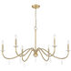 Toussant 6 Light 45 inch Modern Gold Chandelier Ceiling Light
