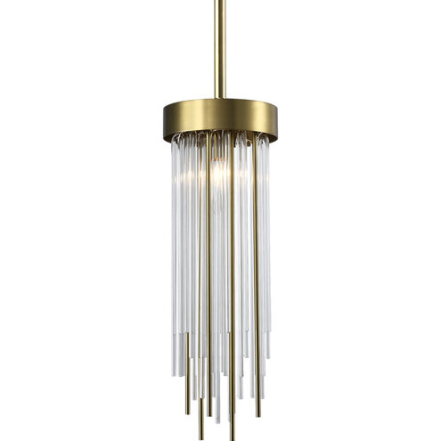 Waterfall 1 Light 5.88 inch Aged Brass Mini Pendant Ceiling Light