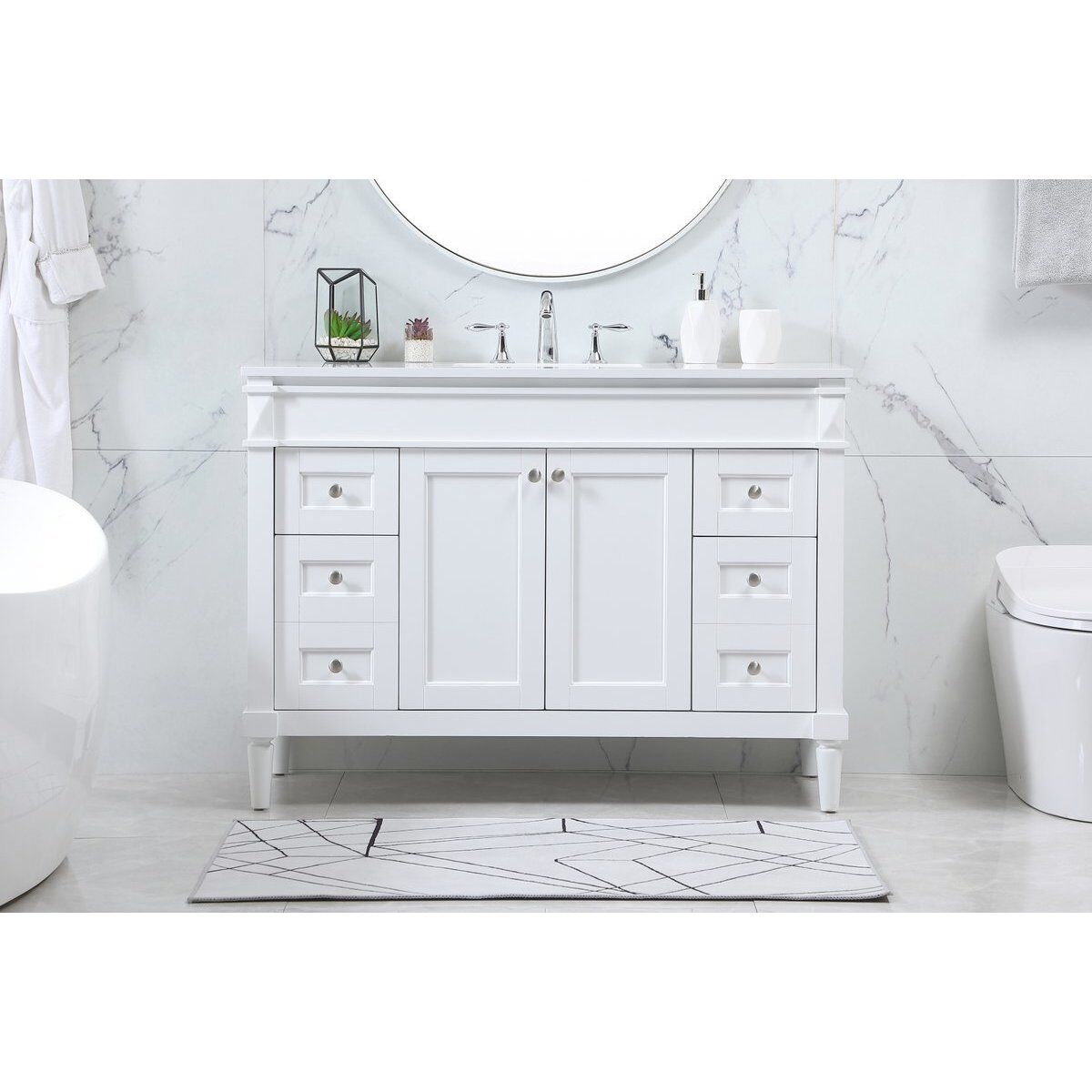 Bennett 48 X 21 X 35 inch White Vanity Sink Set