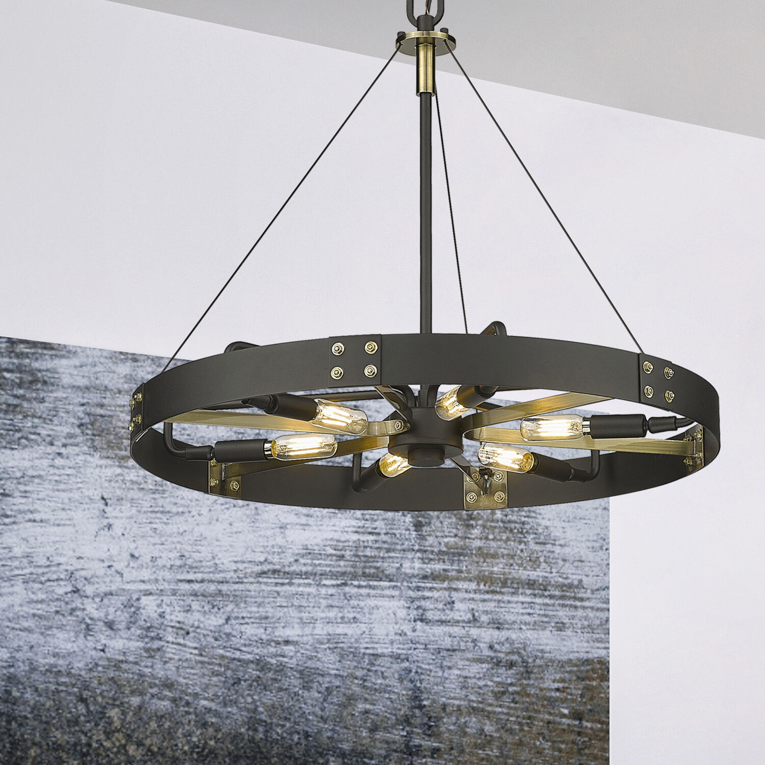 Vaughn Pendant Ceiling Light in Natural Black/Aged Brass, Medium