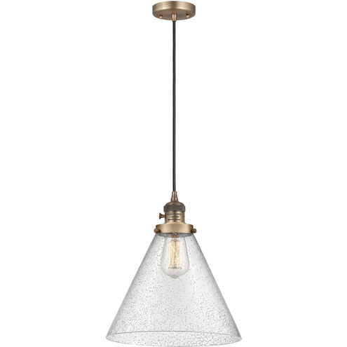 Franklin Restoration Cone LED 12 inch Brushed Brass Mini Pendant Ceiling Light in Seedy