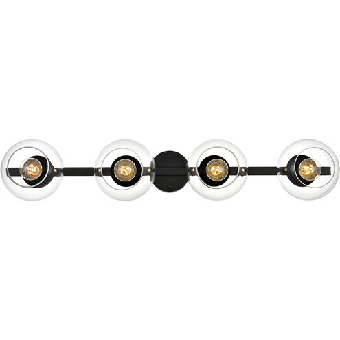 Rogelio 4 Light 37 inch Black Bath Sconce Wall Light