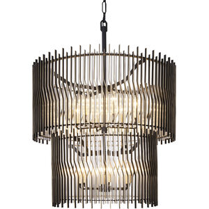 Park Row 14 Light 32 inch Matte Black and French Gold Chandelier Ceiling Light